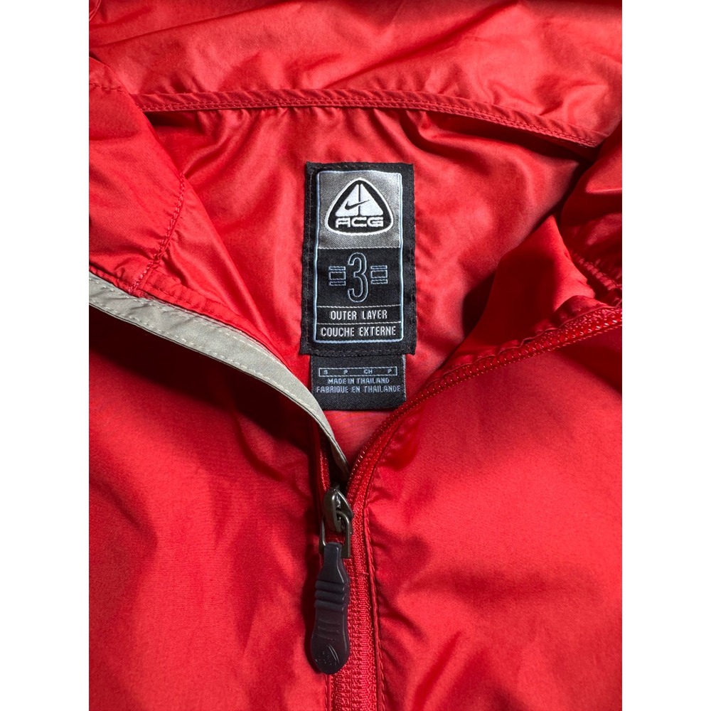 Nike ACG Red Anorak Windbreaker Half Zip Pullover Hooded Jacket Mens Small - Picture 7 of 10